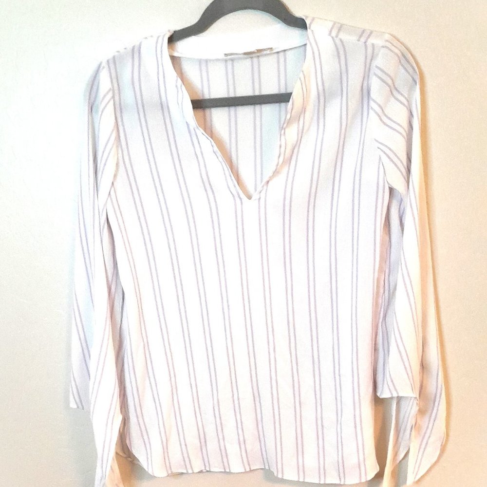 Michael Kors Striped Woven Tie Sleeve Top. XS
